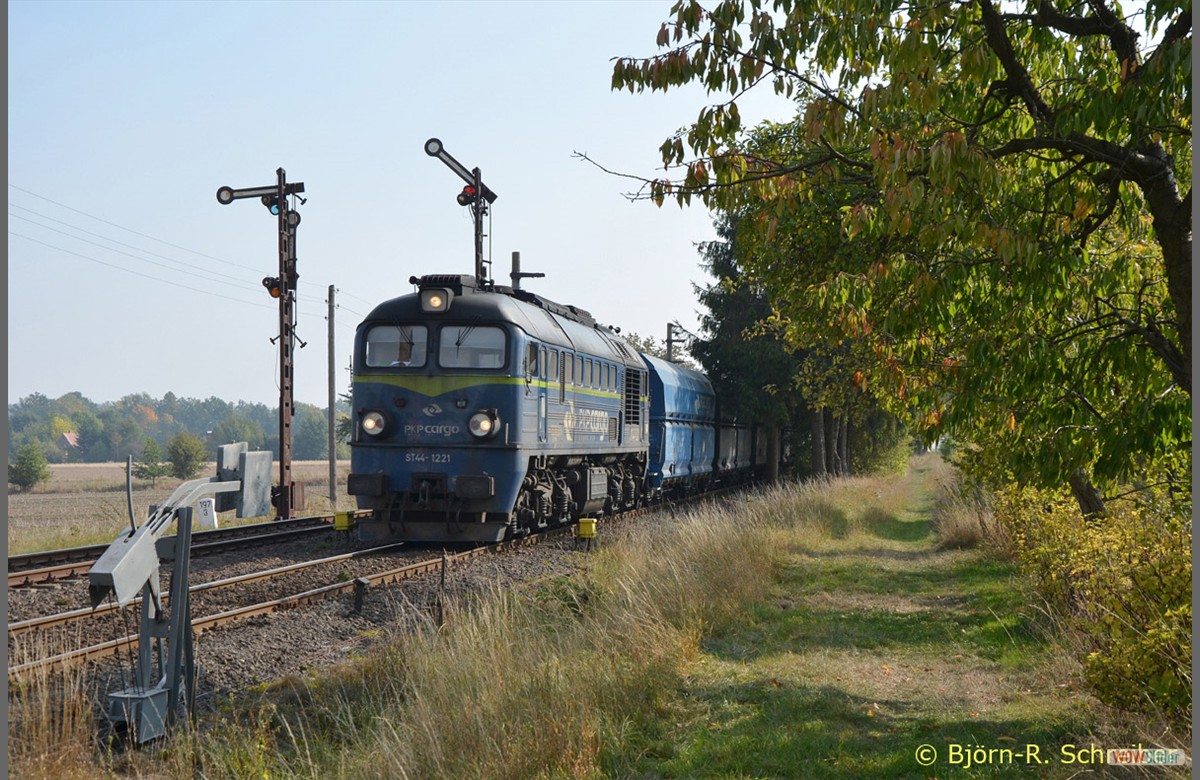 Gegen 12:00 Uhr kam dann ST44 1215 mit dem ersten Kalkleerpendel von Turoszw zurck.